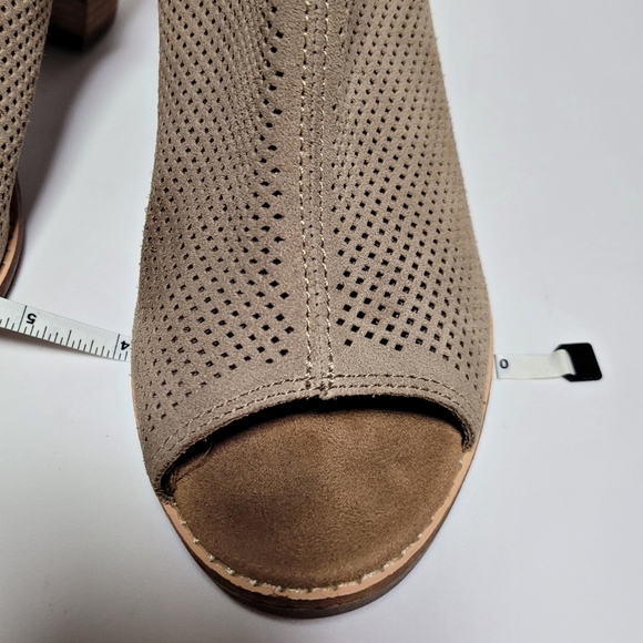 Toms Taupe Peep Toe Chunky Heel Booties - Picture 5 of 5